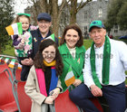 11 year-old Saoirse Ruane from Kiltullagh and Andy Friend, Connacht Rugby’s Director of Rugby were grand marshal’s who led the Galway City St Patrick’s Day Parade on an open top double decker bus from University of Galway to Eyre Square. Saoirse, who has helped to collect millions of euro for cancer research since she appeared on the Late Late Toy Show in 2020, is pictured with Andy, her parents Roseanna and Ollie, who holding her sister Farrah Rose, on board the bus before the start of the parade. They were also joined by Mayor of Galway, Cllr Clodagh Higgins.