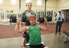 Dave Panter and Mark Cleary in training at the Connacht Rugby Media Day at the Sportsground. 