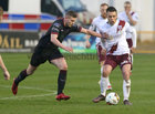 Galway United v Wexford FC SSE Airtricity League game at Eamonn Deacy Park.<br />
Galway United's Alan Murphy and Mark Slater, Wexford FC