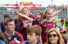 Supporters at the reception for the Galway senior and minor All-Ireland football teams at Pearse Stadium on Monday evening.