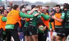 Connacht v Gloucester Heineken Cup Pool 6 game at the Sportsground.<br />
Gavin Duffy and squad players celebrate after scoring try
