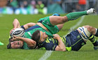 Connacht v Leinster Guinness PRO12 game at the Sportsground.<br />
Connacht's Dave Heffernan tackled by Lenister's Dominic Ryan
