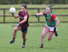 Galway v Mayo CLGFA Minor Championship A final at the Connacht GAA Centre of Excellence, Bekan, Co Mayo.<br />
Galway’s Aoibhinn Eilian and Mayo’s Hannah Prendergast