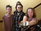 Donna Creaven (Mrs Sowerberry) with her sonsDualta and Iarlaith Kennedy before going on stage on the opening night in the Town Hall Theatre this week of the Galway Musical Society production of Lionel Bart’s Oliver.<br />
<br />
