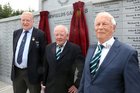 Gerry McGovern, President of the Connacht Council, Gerry Leslie, long time club member and former secretary, and David McGann, Club President, at the opening of Sarsfields GAA Club grounds and pitch in New Inn last Sunday. 