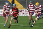  Cappataggle's, Darragh Dolan,<br />
 and<br />
 Rahoon-Salthill's, Robert Murray, Andy Dunne and Brian Madden,<br />
 during the County Minor(B) Hurling Championship Final at Athenry.<br />
