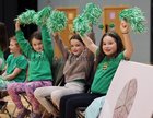 Young Mhaigh Cuilinn supporters during the National League basketball game against Tipp Talons at the Kingfisher Sports Centre, University of Galway.<br />
