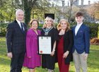 Sarah Furey from Craughwell who was conferred with the degree of Bachelor in Nursing, Honours, at NUI Galway, pictured with her parents Martin and Patricia, sister Hannah and brother James.