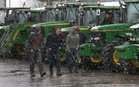 Heavy snowfall before the start of the East Galway Tractor Run 2018 at Athenry Mart on Sunday. Proceeds from the event will go to Hand in Hand which provides the families of children with cancer with much-needed practical support. 