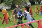 <br />
Rachel and Laura, in action  at the Full Contact Medieval Tournament Claregalway Castle Shield Event. 
