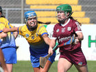 Galway v Clare All-Ireland Camogie Championship game at Kenny Park, Athenry.<br />
Galway’s Catherine Finnerty and Clare’s Roisin McMahon 