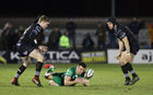 Connacht v Ospreys Guinness Pro14 game at the Sportsground.<br />
Connacht's Cian Kelleher and Daf Howells and Dan Evans, Ospreys