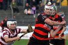  Cappataggle's, John Mitchell,<br />
 and<br />
 Rahoon-Salthill's, James Brannigan,<br />
 during the County Minor(B) Hurling Championship Final at Athenry.<br />
