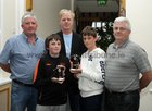 Pictured at the Barna Furbo United FC annual awards presentation at the Connemara Coast Hotel were Peter Folan, coach, Colin Collins, Under 13 B Most Improved Player, Bernard Jacobsen, coach, Adam Jacobsen, Under 13 B Most Dedicated Player, and Paul Collins, coach.