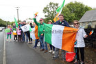 Supporters and friends of Aifric Keogh on the Barna Furbo road to celebrate her homecoming.